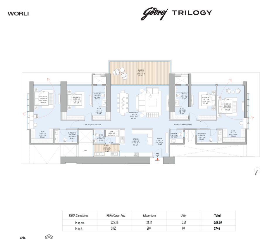 Godrej Trilogy 4 BHK Grand View Floor Plan